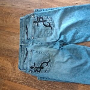 Rock 47 Wranglers Revival Light Blue Straight Leg Jeans Five Pockets Preppy
